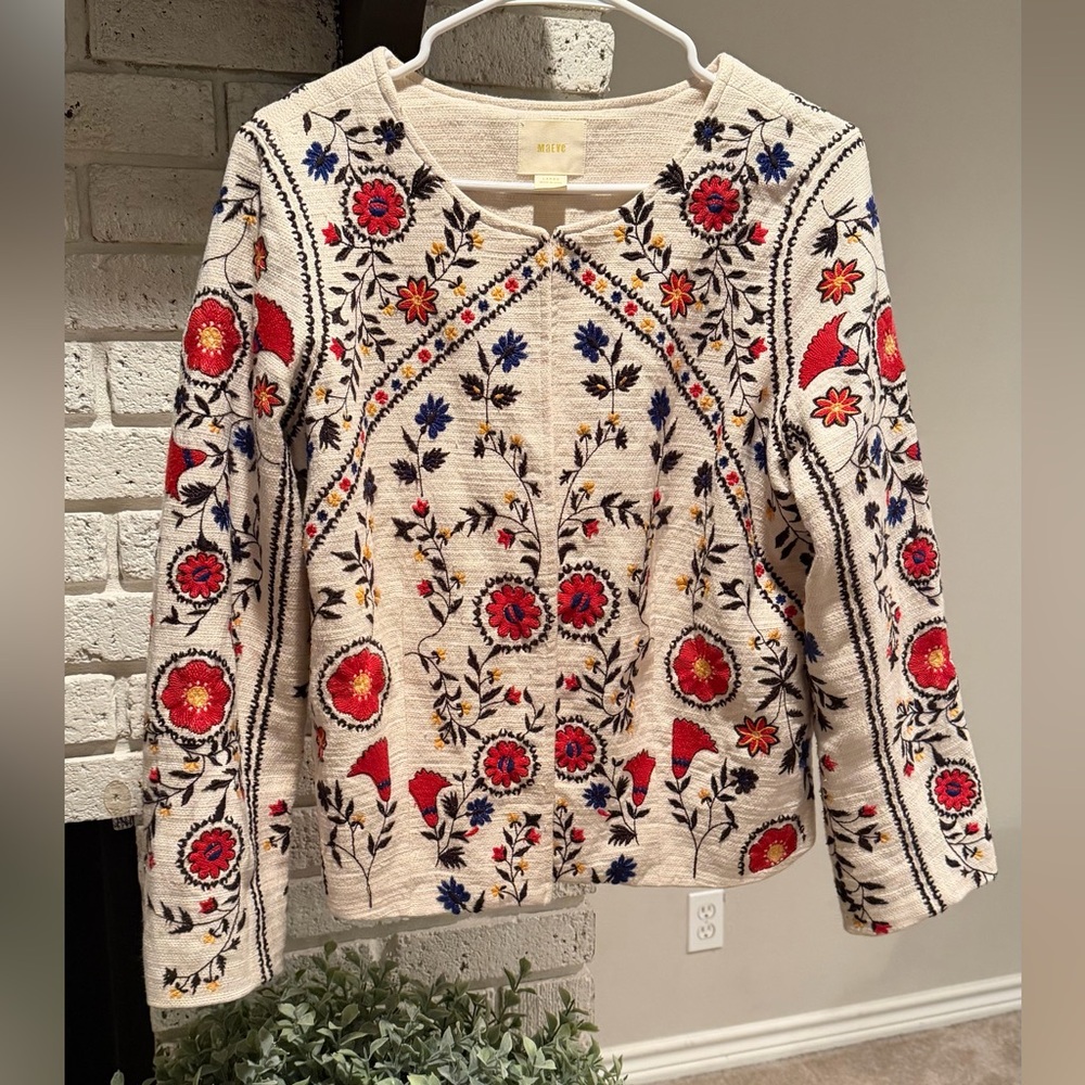 Maeve By Anthropologie Multicolor Embroidered Jacket